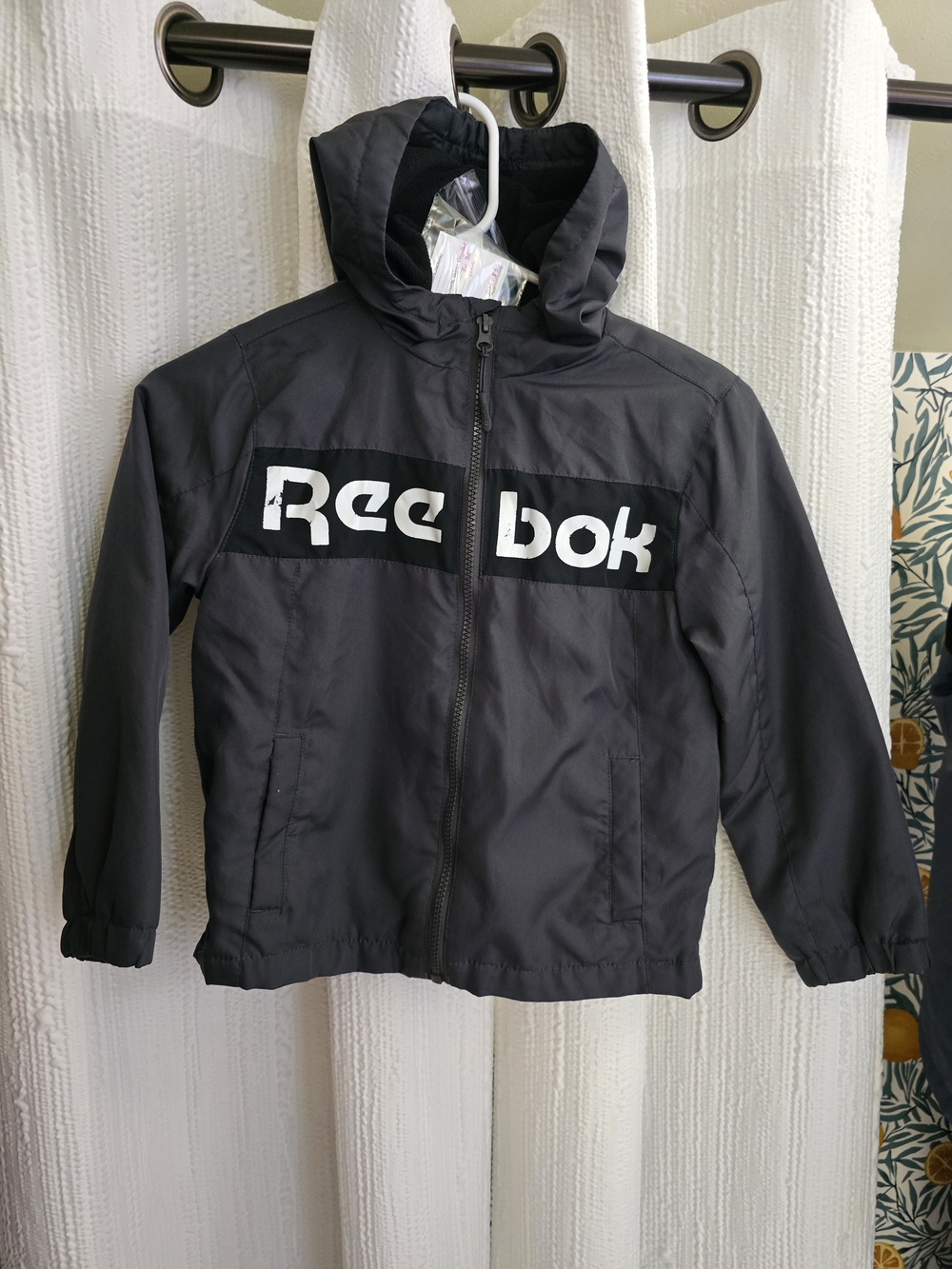 Reebok Kids Hooded Jacket - Dark Gray with Black Logo
